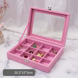Luxury Velvet Jewellery Box 12 Grid - Pink nz