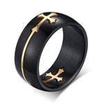 Black Christian cross ring 54 mm / nz