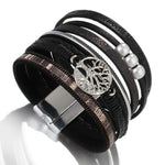 Black leather tree of life bracelet nz