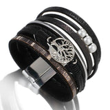 Black leather tree of life bracelet nz