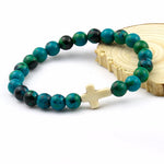Christian cross natural stone bracelet nz
