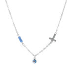 Cross And Evil Eye Necklace Silver nz