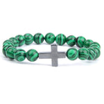 Cross and pearl bracelet Emerald green / 16 cm nz