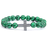 Cross and pearl bracelet Emerald green / 16 cm nz