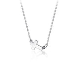 Curved cross necklace Silver nz