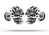 Flaming Skull Earrings Silver nz
