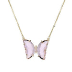 Glass butterfly necklace Purple nz