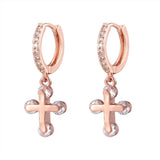 Gold cross earrings cubic zirconia Pink nz