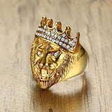 Gold Crown Lion Ring nz