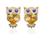 Gold owl earrings with crystals nz