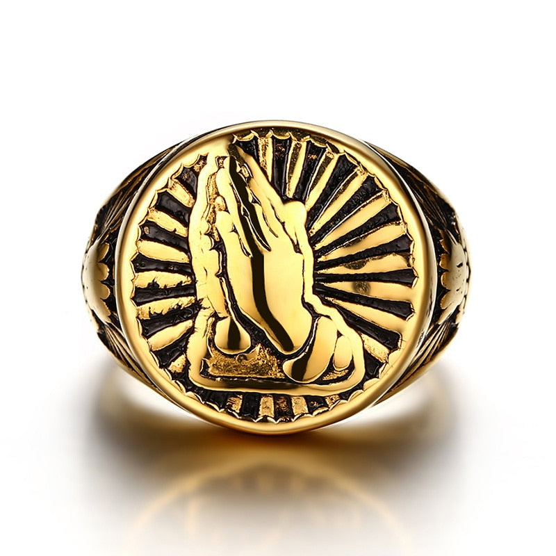 Gold religious signet ring | Ahoa