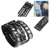 Gothic leather bracelet Black nz