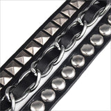 Gothic leather bracelet Black nz