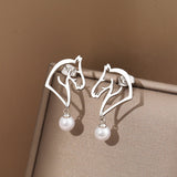 Horse earrings with pearl Silver nz