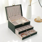 Large Leather Jewellery Box Green nz
