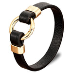 Leather bracelet with gold circle nz