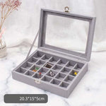 Luxury Velvet Jewellery Box 24 Grid - Grey nz