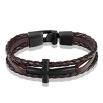 Men’s silver cross bracelet Brown Croix Noire / 21 cm nz