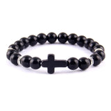 Minimalist cross bracelet Glossy black nz