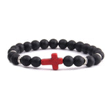 Minimalist cross bracelet Matt black/Croix red/silver nz