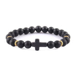 Minimalist cross bracelet Matt black/gold nz