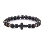 Minimalist cross bracelet Matt black/gold nz