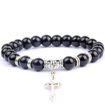 Pearl cross bracelet Agathe black nz