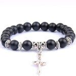 Pearl cross bracelet Matt black nz