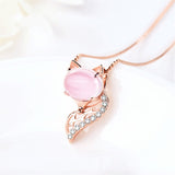 Pink fox silver and pearl necklace nz