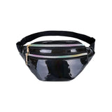 Reflective leather bum bag Black nz