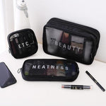 Set of 3 clear makeup bags black colours nz
