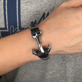 Silver anchor bracelet Black nz