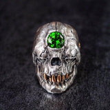 Skull ring with gemstone 54 mm / Green nz