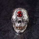 Skull ring with gemstone 54 mm / Red nz