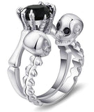 Skull ring with onyx 52 mm nz