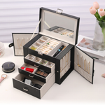 Spacious Leather Jewellery Organiser Black nz