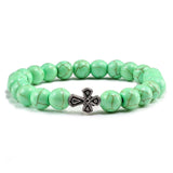 Stone pearl cross bracelet Light green nz