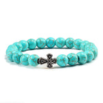 Stone pearl cross bracelet Turquoise blue nz