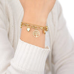 Tree of life and heart bracelet Gold colour nz