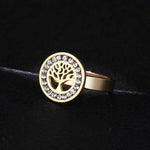 Tree of life ring stainless steel and crystal 53.4 mm / Gold nz