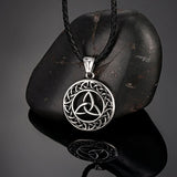 Triquetra pendant stainless steel Silver with leather strap / 60 cm nz