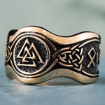 Valknut Rune Bronze Ring 5 (49.32 mm) nz