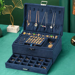 Velvet Large Jewellery Box Navy blue nz